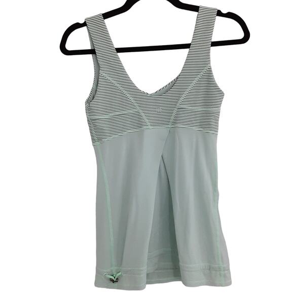Lululemon Tame Me Tank Top Striped Fresh Teal Mini Hyper Womens 4 Dance Yoga Gym - Picture 5 of 13